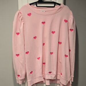 crown & ivy Pink Heart Sweater